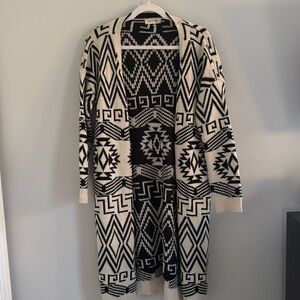 VICI - Bear Dance Long Cardigan with Aztec Design